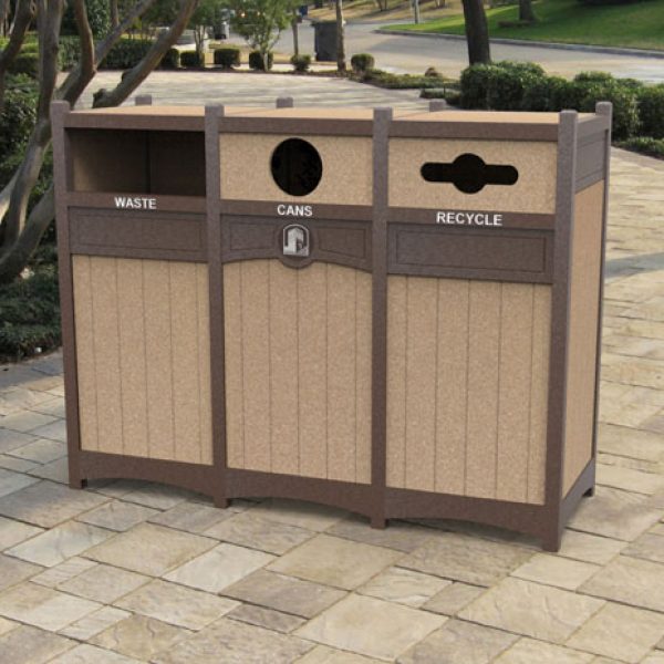 Golf Course Garbage Cans in Recycled Plastic or Sustainble Hardwoods