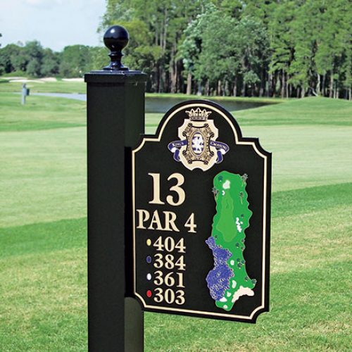 Etched Metal Tee Signs | Highly Detailed, Unique Metal Golf Hole Signs