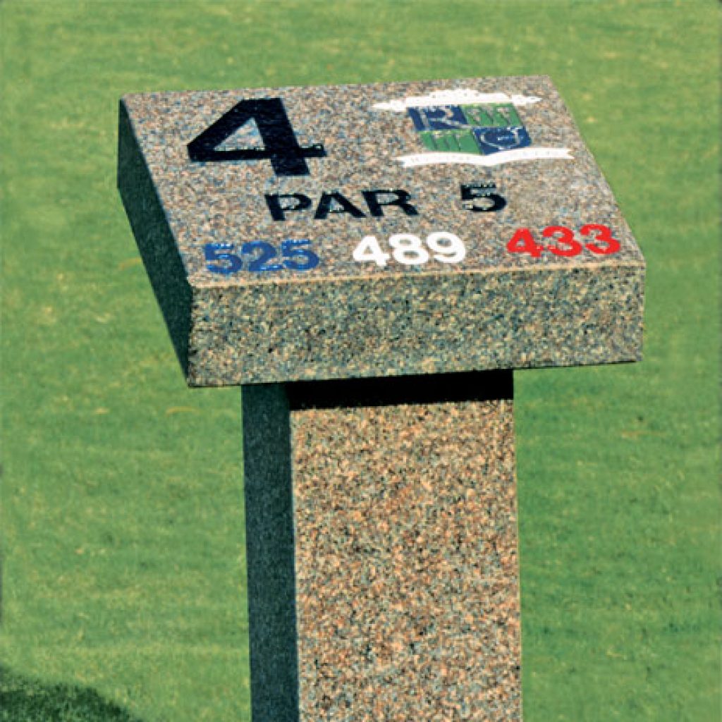 granite pedestal golf sign