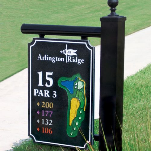 Granite Tee Sign - Yardarm Style Golf Hole Signs, Markers & Consoles