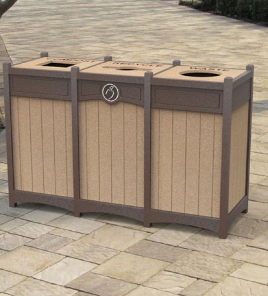 Golf Course Waste and Recycling Bins in Recycled Plastic or Hardwood
